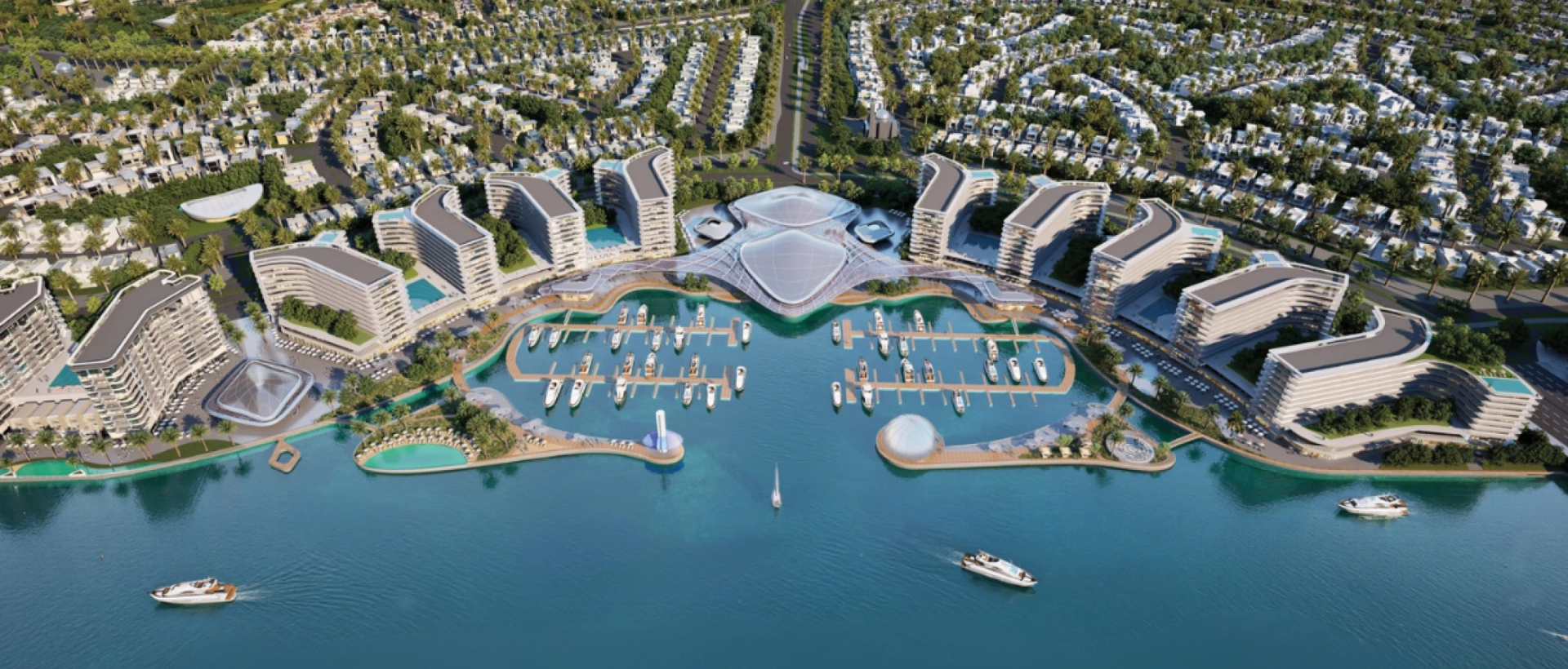 Sobha City Abu Dhabi — masterplan s marínou a waterfront rezidencemi na Yas Island